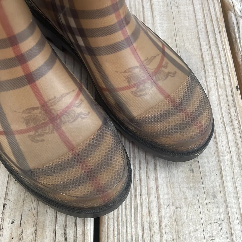 BURBERRY Rain Boots Tall Classic Check Haymarket Size EUR 36